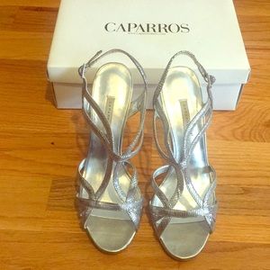 Silver Open-Toed High Heels